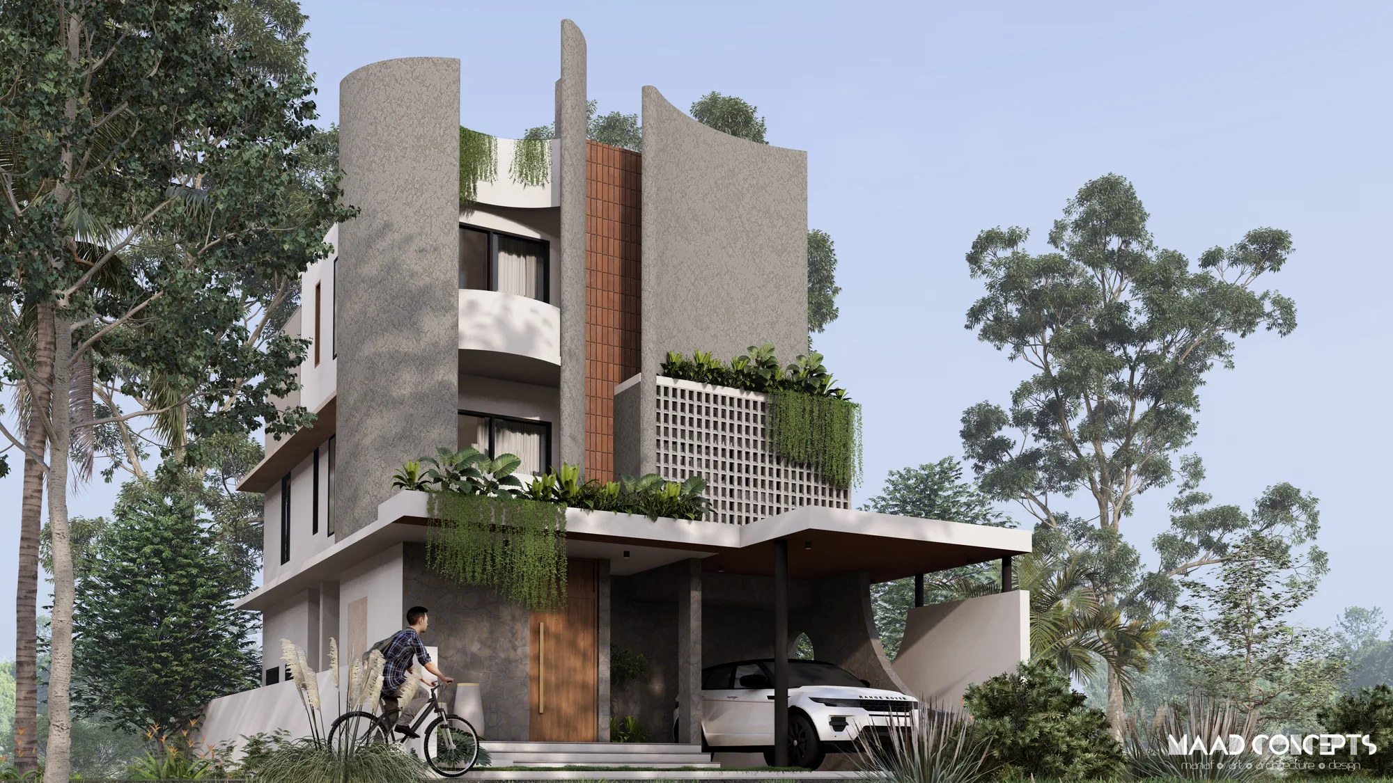 Architectural elevation of Sreekumar Residence by MAAD Concepts