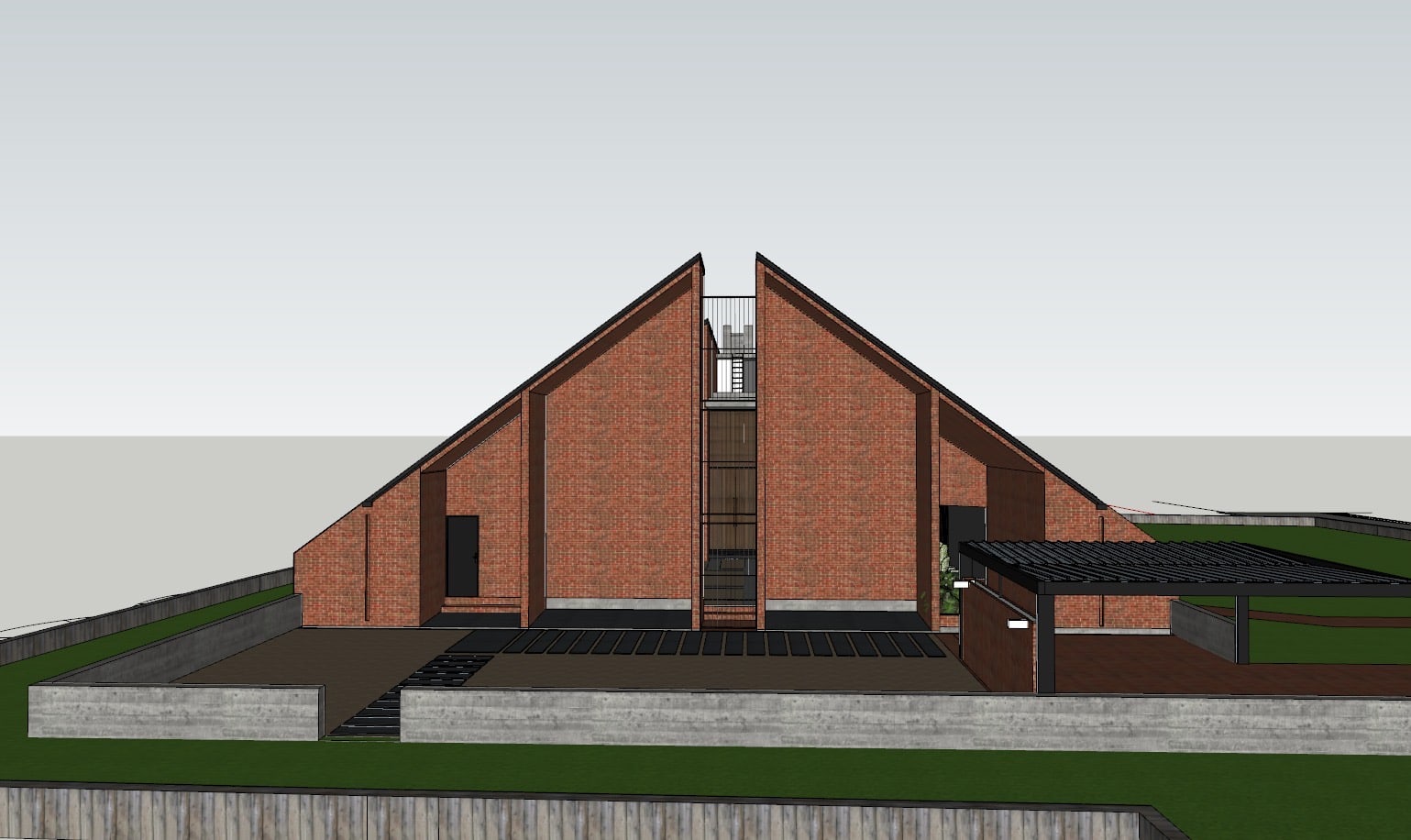 Front elevation 3D view of Vinu and Juline Residence by Studio ACIS
