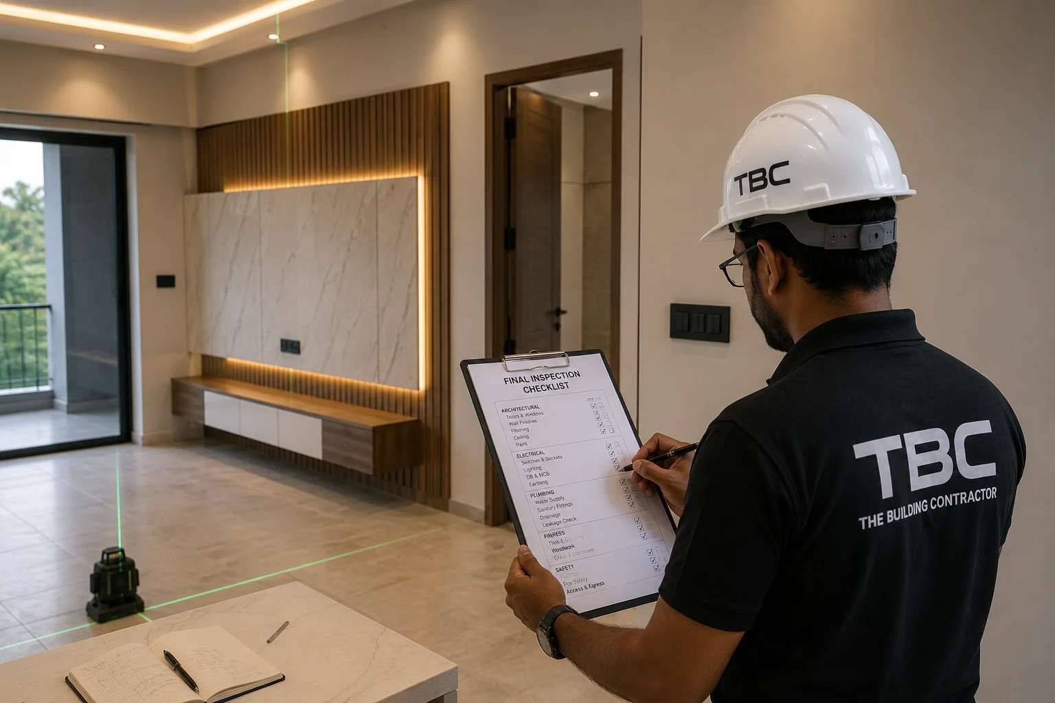 TBC engineer carrying out a final project inspection