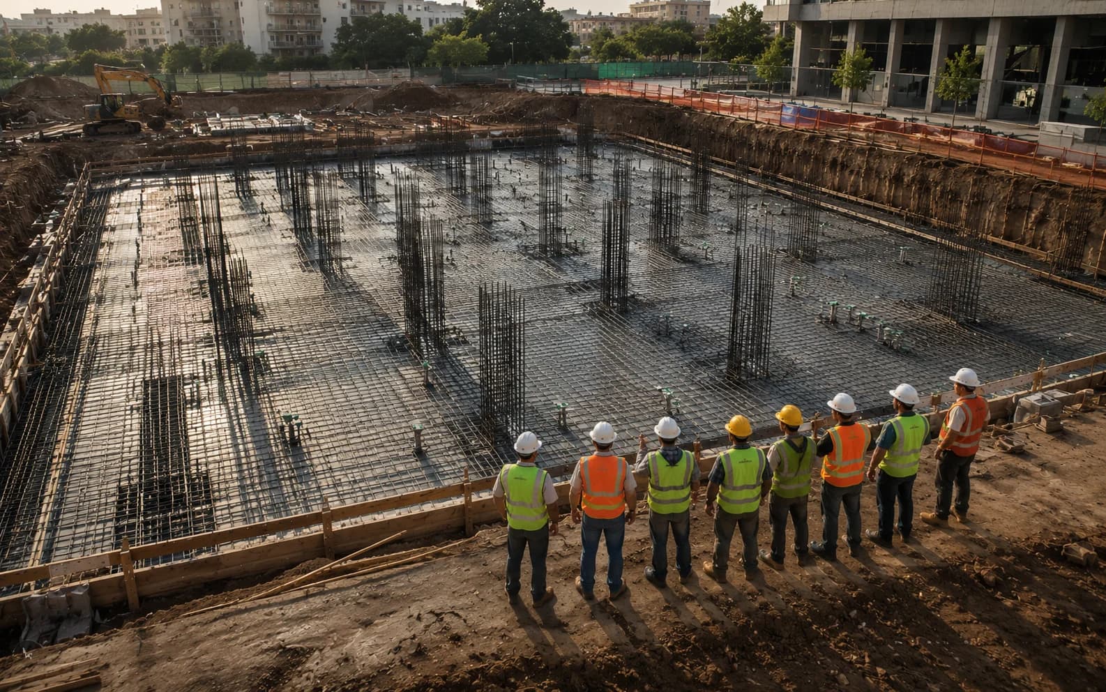 Reinforced concrete foundation stage