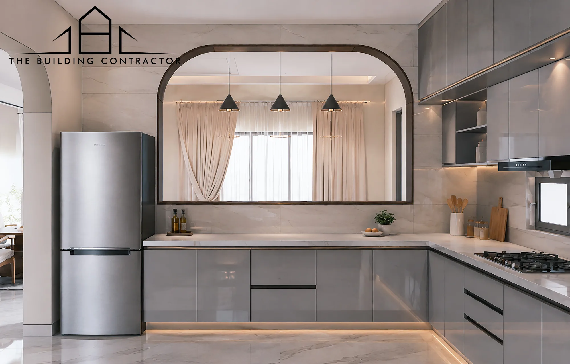Wide interior design visualisation of the double-height living area
