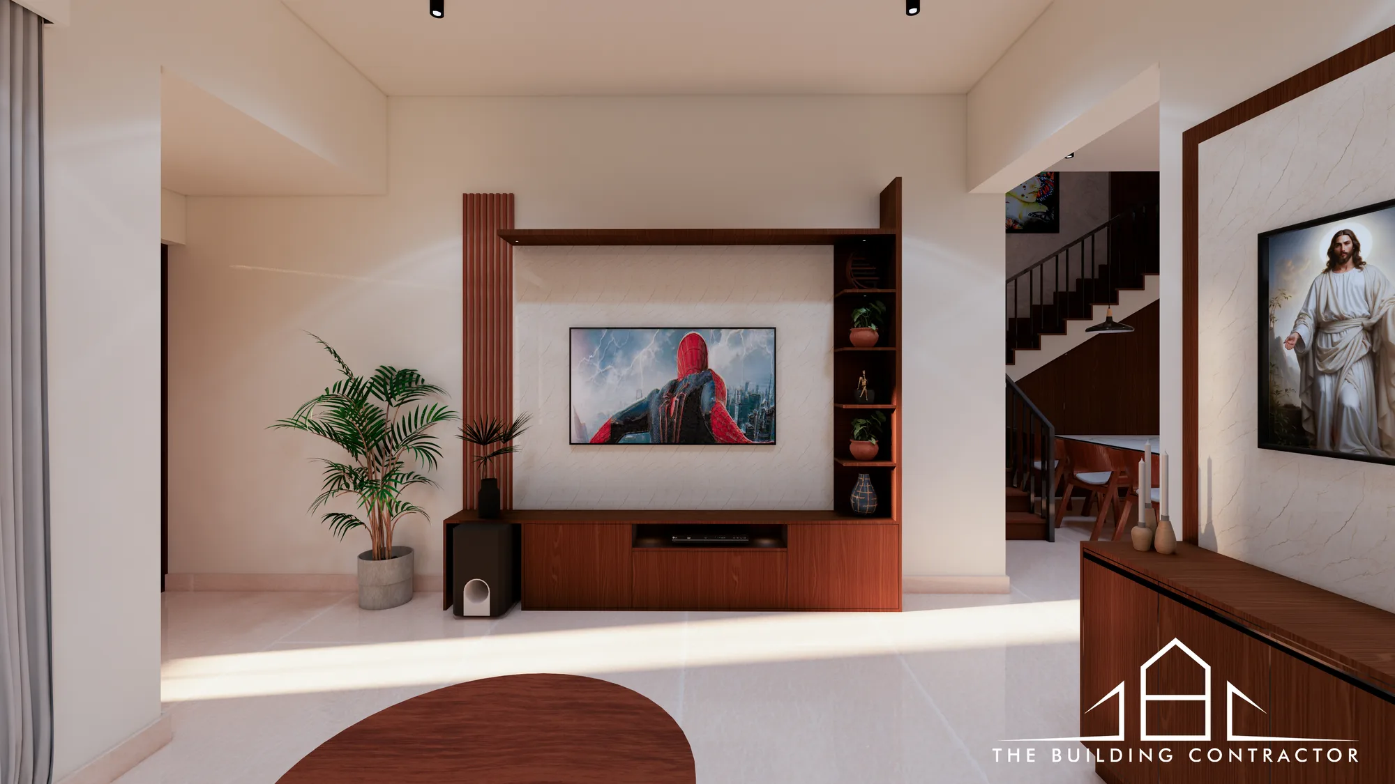 Interior detail showing timber and neutral finishes at Edam Grove Residence