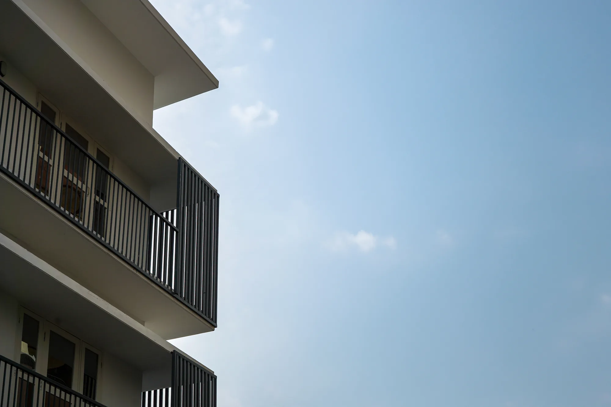 Abstract facade composition at Ratheesh Apartments