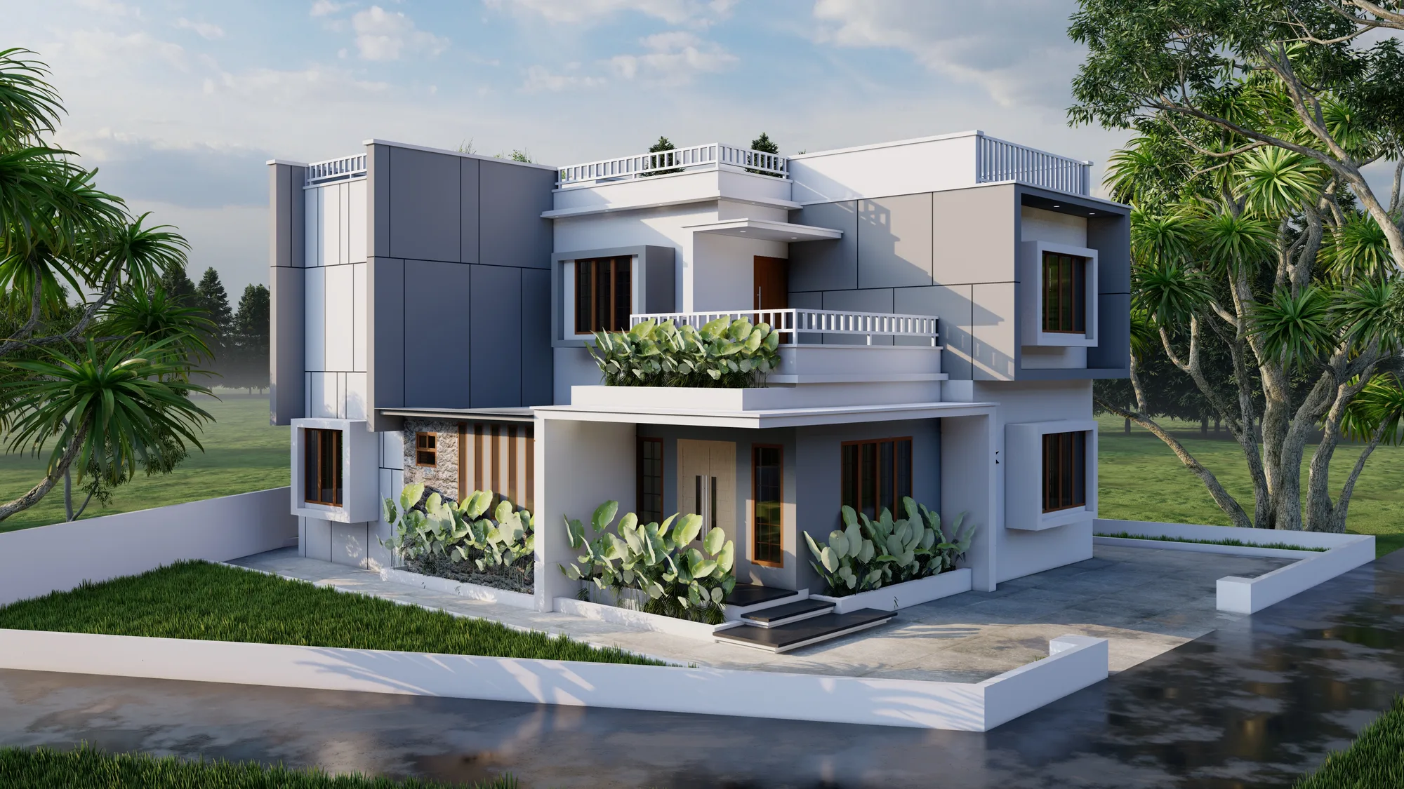 Exterior view of Shaiju P. C. and Geethu Thomas Residence