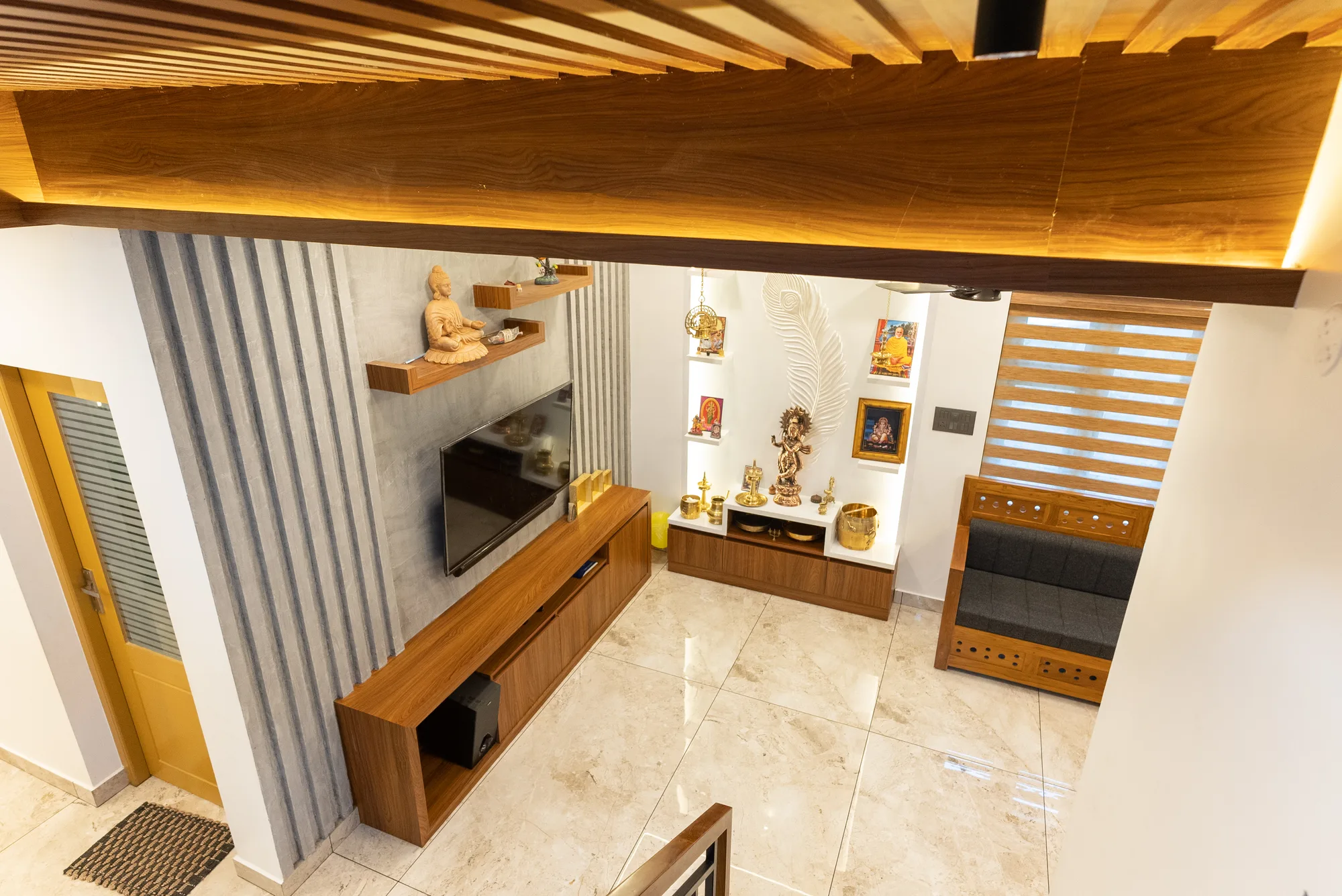 Completed front elevation of Square One Residence in Ernakulam