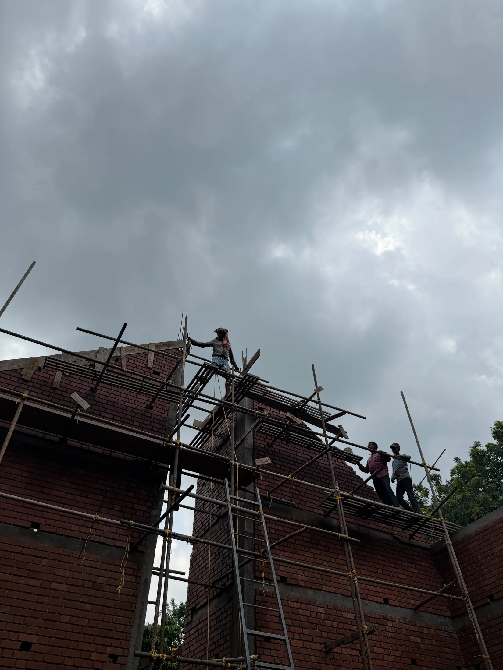 Current construction stage of Vinu and Juline Residence in Pazhamthottam